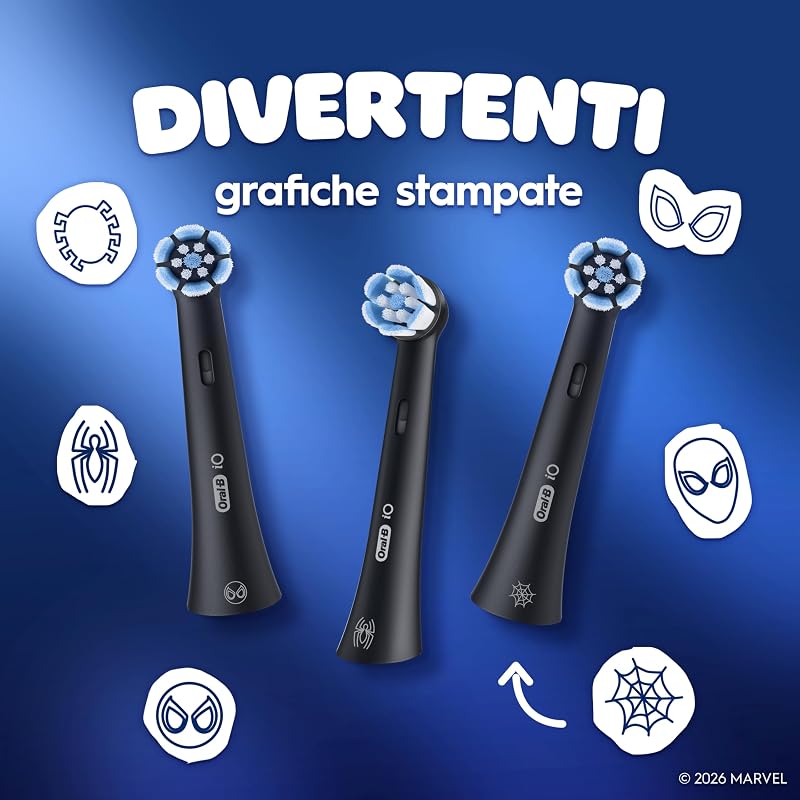 Testine di Ricambio per Spazzolino Elettrico iO Kids 6+, Nere, 8
