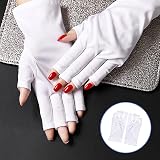 XPOOP 2 Pairs Nail Gloves UV Protection Fingerless Gel Manicure Light Shield view 6