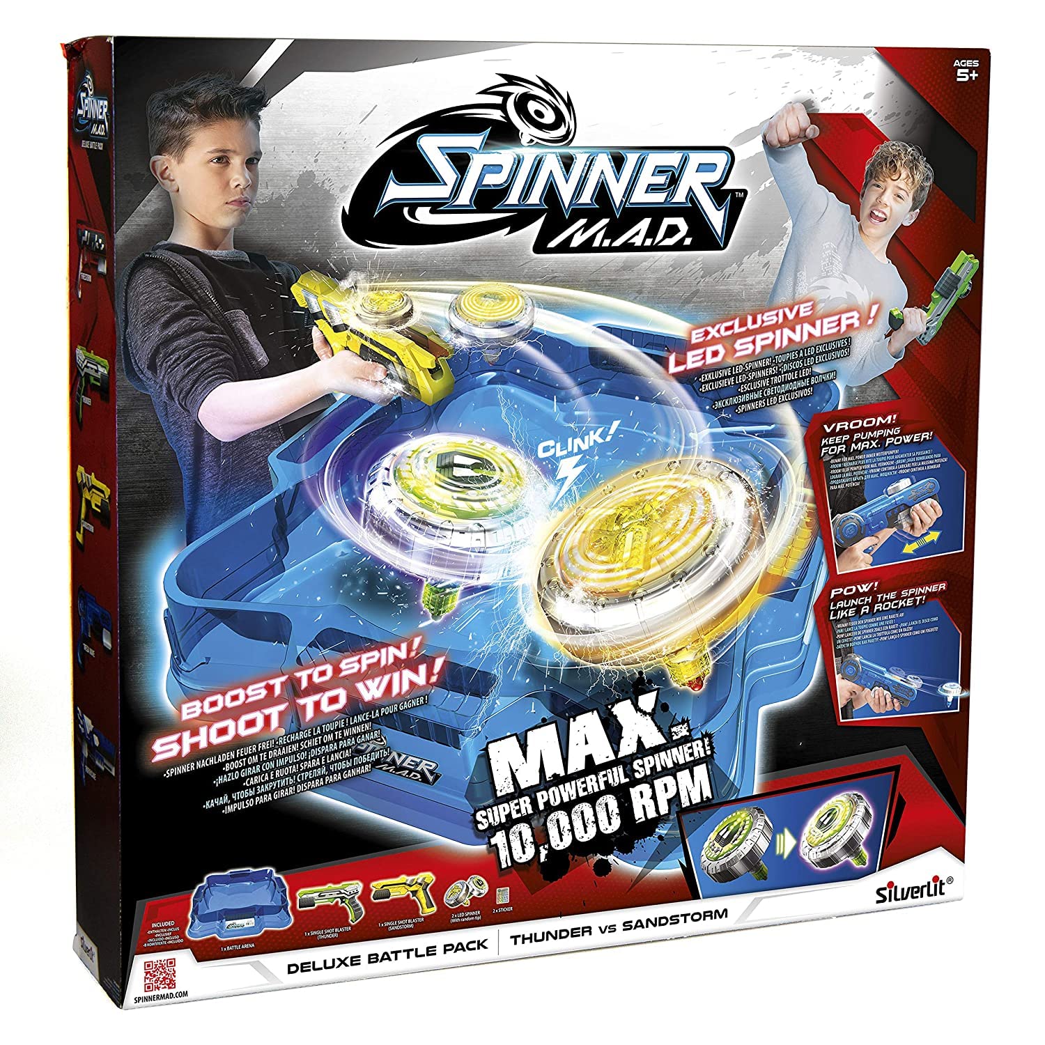 SilverLit Spinner M.A.D Deluxe Battle Pack: Thunder vs Sandstorm Yellow/Green 86311