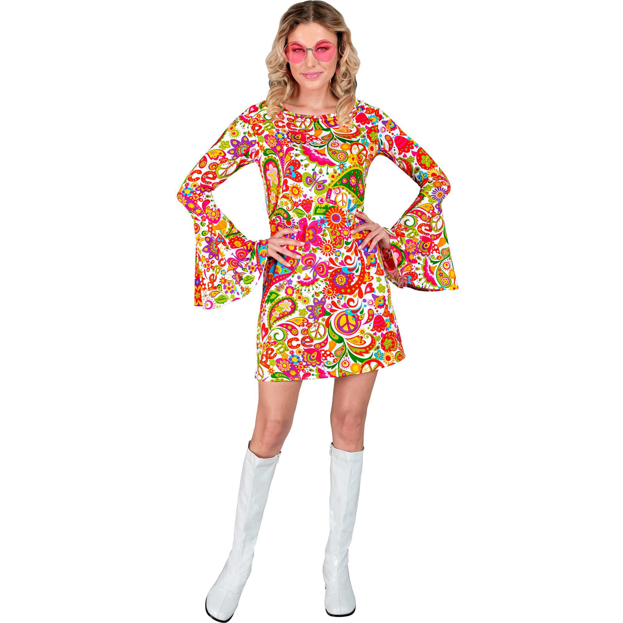 WIDMANN MILANO PARTY FASHION W Costume 60s Dress, Hippie, Reggae, Flower Power, Disco Fever, Schlagermove