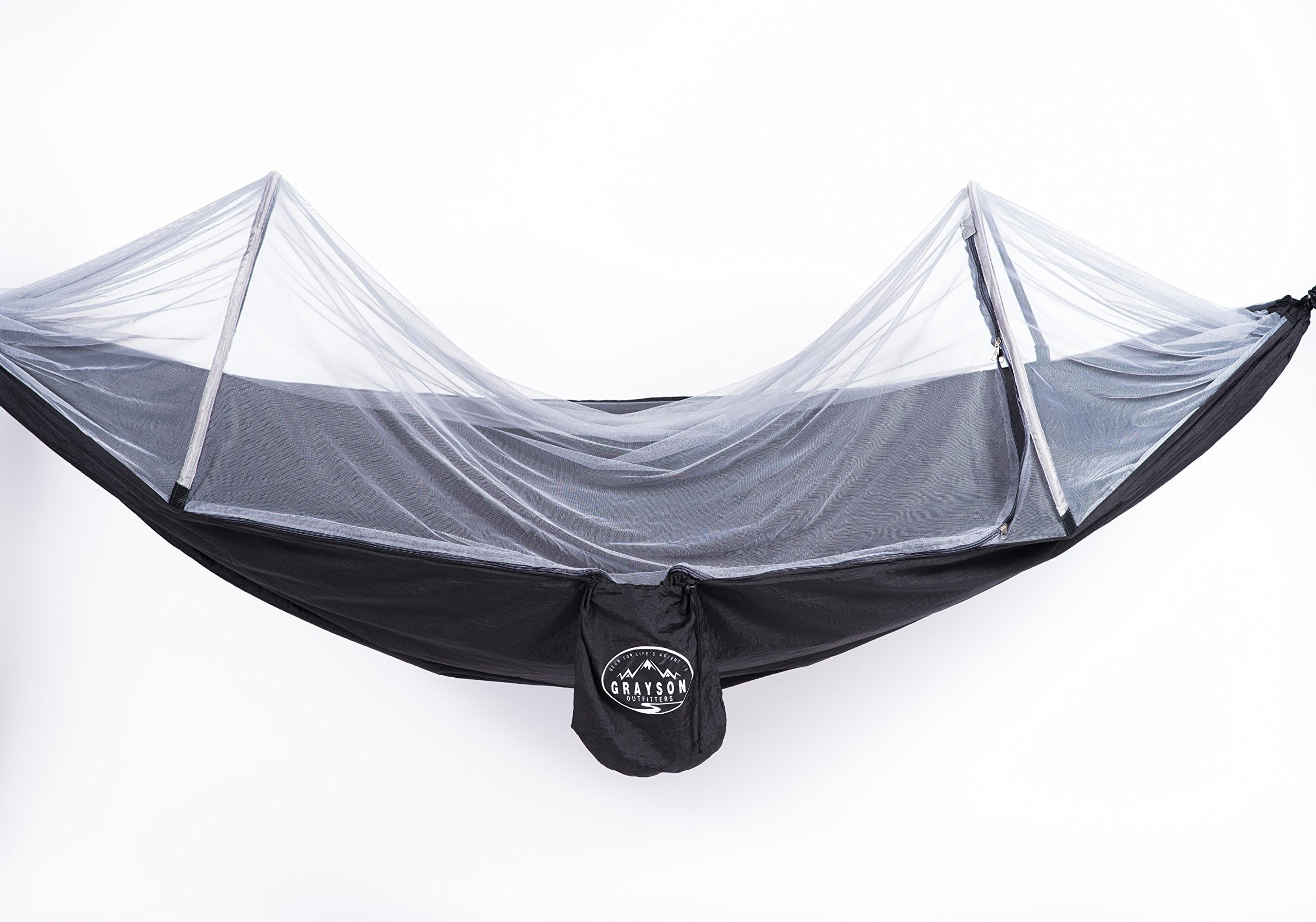 Grayson Outfitters Camping Hammock - Comfortable Mosquito Net, Light-Weight, Ultra Strong Parachute Fabric, Perfect for Day Trips, Hiking, Camping, Backyard Activities and Many More