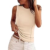 PRETTYGARDEN Sleeveless Tops for Women 2026 Summer Ribbed Tank Top Fitted Shirts Basic Tees Cute Spring Going Out Y2k Clothes