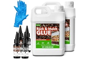 Mulch Glue with 2-Color Dye 128OZ, Non-Toxic Fast-Drying Super Strong Rock Glue for Landscaping, Gravel Stabilizer & Mulch Bi