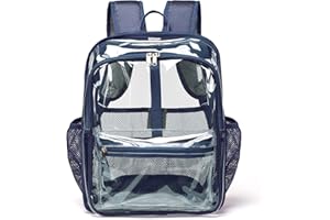 KUI WAN Clear Backpack,Clear Backpacks for School Heavy Duty See Through Bookbag Waterproof Backpack for Men Women,Navy Blue