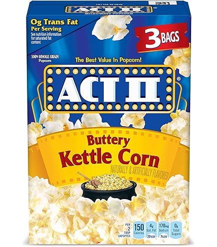 Amazon.com: Act II Buttery Kettle Corn Microwave Popcorn, 2.75 oz