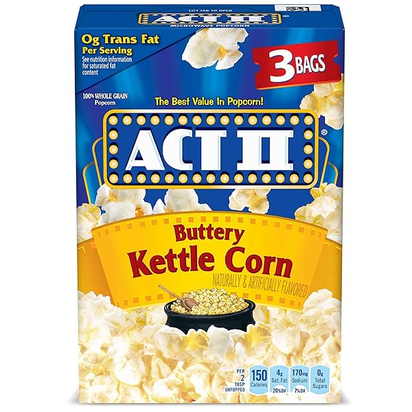 ACT II, MICROWAVE POPCORN, BUTTERY KETTLE CORN, 2.75-OZ....