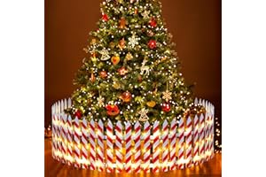 Sasylvia Christmas Tree Fence with Led String Light Wooden Xmas Tree Gate Candy Cane Picket Fence for Holiday Wedding Party Garden Home Decoration(Height 12 Inch, Length 11 ft)