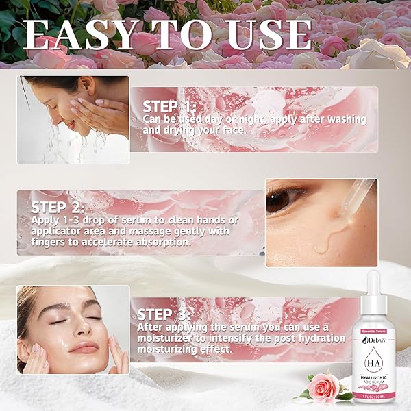 DEBAIYIYA DEBAIY 3 PACK ROSE HYALURONIC ACID SERUM FOR FACE MOISTURIZING ANTI-AGING SERUM -(1FL.OZ|30ML)
