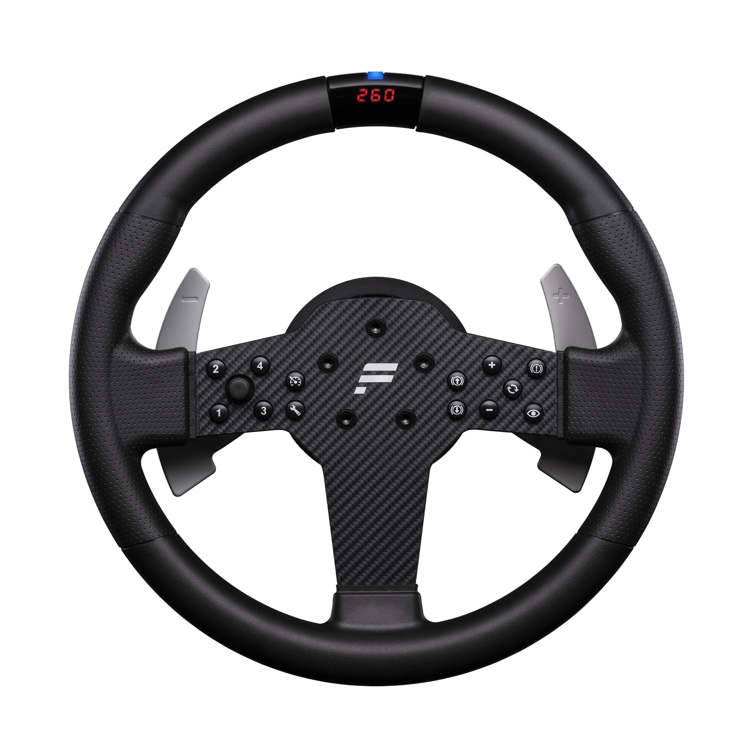 FANATEC Sim Racing CSL Steering Wheel P1 V2 (QR2 LITE) – Rubberised Grip, RevStripe, LED Display, Metal Shifter Paddles, QR2 LITE Wheel-Side Preinstalled – PC