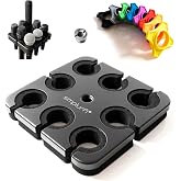 Simplurfi Multi Microphone Holder For Mic Stand - Square Tray Attachment holds up to 8 mics On Stage Organizer and Display - 8 Anti-roll Rings Included
