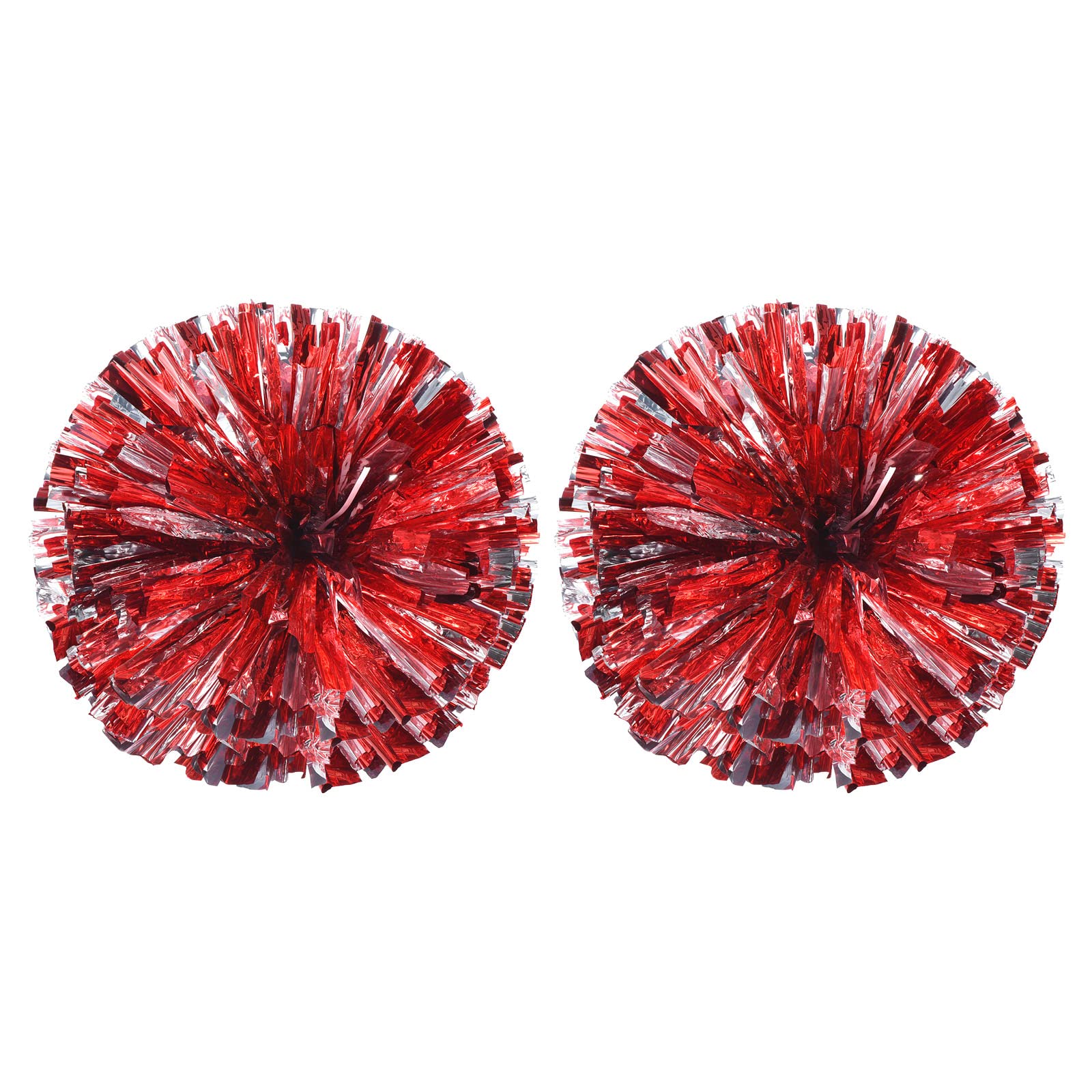 PATIKIL Cheerleading Pom Poms, 2 Pack PET Cheer Pom with Finger Holes for Sport Game Team Spirit Fun Dance Stage Events, Red Silver