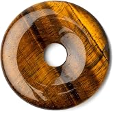 Shamans Market Pi Stone - Tiger's Eye - Polished Gemstone Donut Pendant with Center Hole for Munay Ki Rite, Meditation &amp; Andean Ceremony