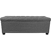 Casa Andrea Milano Storage Ottoman, Ottoman with Storage, Storage Ottoman Bench with Padded Seat for Entryway, Living Room, Bedroom, 43 Inches, Dark Grey