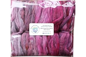 LIVING DREAMS YARN Hand Dyed Superfine Merino Tencel Roving for Spinning and Felting. 5oz, Pink