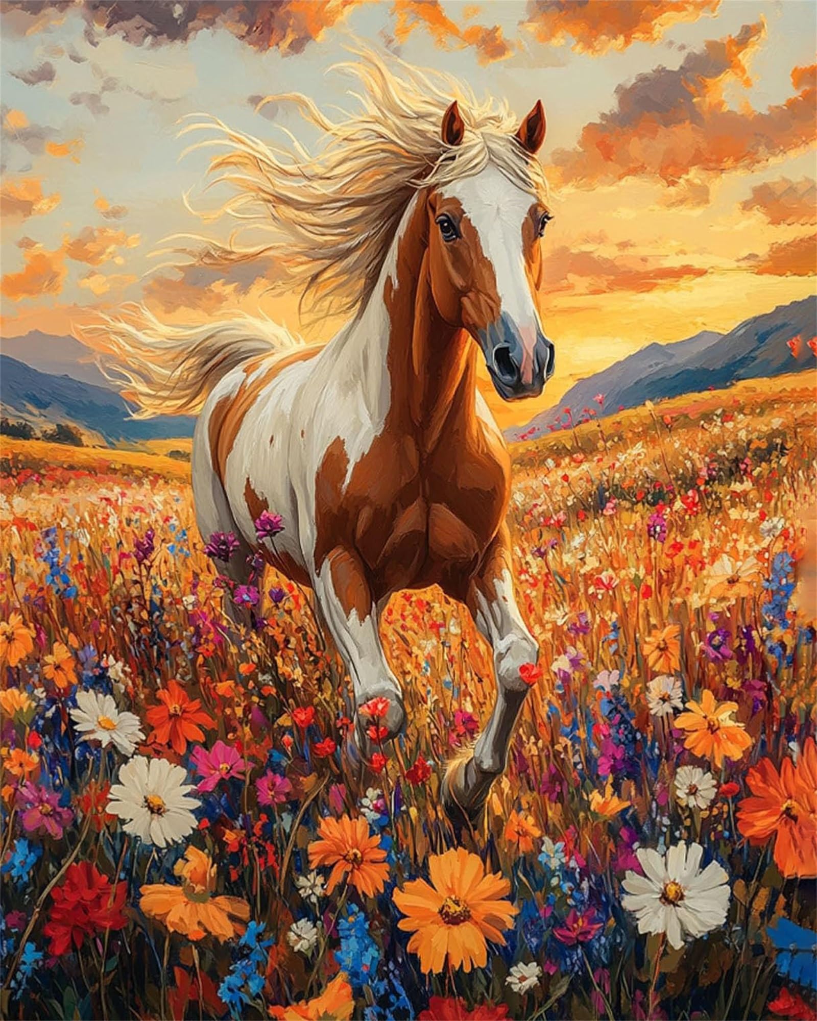 DSFEFV DIY Wooden Framed Paint by Numbers Kits for Adults,Painting Kit on Canvas, Color by Numbers Acrylic,Mini Adult Paint by Number for Home Wall Decor,Gifts (Horse)