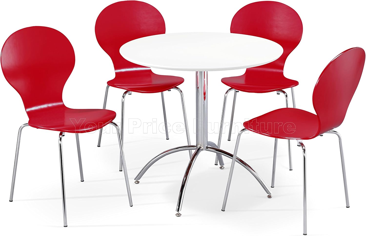 Kimberley Dining Set Table And 4 Chrome Metal Keeler Style Stackable Dining Chairs White Red Green Black Or Natural Kitchen Cafe Bistro Chairs Small Round Table White Table