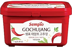 SEMPIO Vegan Gochujang – Mild Heat – Korean Traditional Fermented Condiment for Tteokbokki, Bibimbap, Red Chili Pepper Paste, Spicy, Sweet and Savory Sauce. Dips and Marinades (2.2lbs / 1kg)