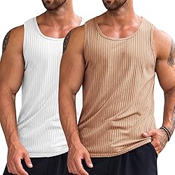 Runcati Men's Ribbed Tank Tops 2 Pack Knit