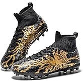 HRJR Men's Soccer Cleats Football Cleats for Unisex-Adult High-Top Spikes Shoes for Youth Big Boys Lightweight Professional Training Turf Outdoor Athletic Sneaker
