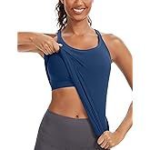 MathCat Seamless Workout Tank Tops for Women with Built in Bra, Ribbed Racerback Athletic Yoga Camisole