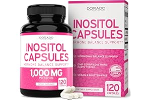 DORADO NUTRITION Inositol Capsules (Myo Inositol) (1000mg Per Serving 120 Capsules) Myo Inositol Supplement for Women Hormone Balance Support - Vegan Safe - Third Party Tested - Gluten Free & Made in USA (120 Count)