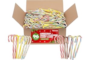 Taboom Bulk Assorted Candy Cane Individually Wrapped 96 Count - Christmas Candy Canes Variety Fruity Flavors Cherry, Lemon, & Hot Cocoa Holiday Colorful Candy Bulk