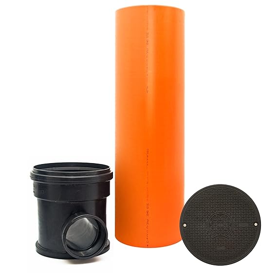 KG Schacht Kontrollschacht Revisionsschacht Abwasserschacht DN315 1-Fach-Zulauf DN 160, KG Rohr Kanal Entwässerung, Deckel, K