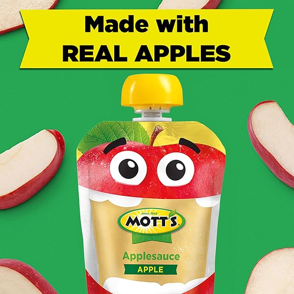 MOTT’S ORIGINAL APPLESAUCE, 3.2 OZ CLEAR POUCHES, 12 COUNT