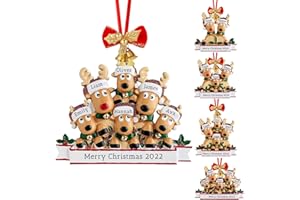 Personalized Christmas Ornament, Reindeer Family Member Custom Polyresin Ornament 2023 with Jingle Bell for Xmas Tree Decorat