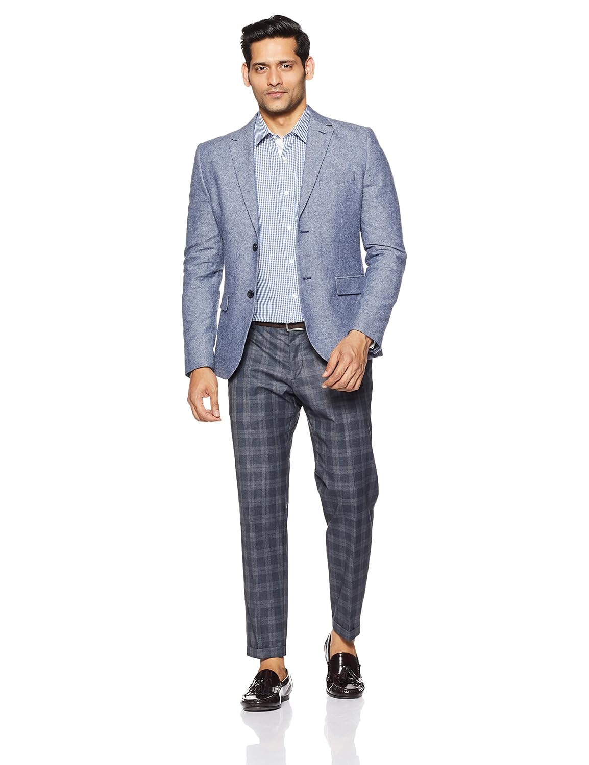 symbol amazon brand men's checkered regular fit cotton formal shirt