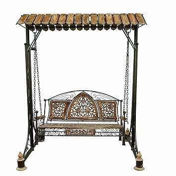 Online Haat Iron & Wooden Dismental Swings/Jhoola for Home & Garden Brown
