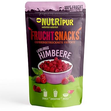 Himbeeren gefriergetrocknet 25g I Ganze getrocknete Himbeeren ungezuckert I 100% Frucht, voller Geschmack