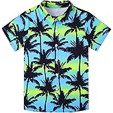 UNICOMIDEA Little & Big Boys Hawaiian Shirt Kids Tropical Luau 3D Print Button Down Shirts for 3-14 Years Old