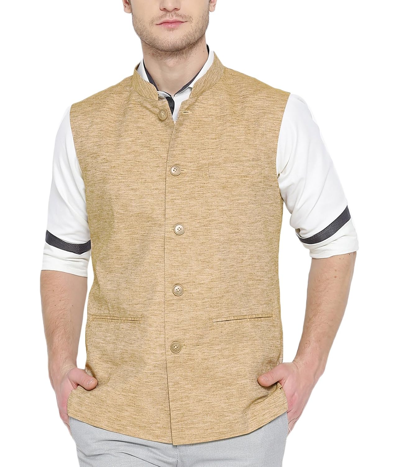 shaftesbury london men's cotton nehru jacket