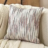 Aeckself Boho Striped Pillow Cover 20x20, Decorative Square Throw Pillow Cover Chenille Neutral Pillowcase for Couch Bedroom Living Room, Orange Gray