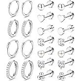 Incaton Hypoallergenic 14K Gold Plated Stud Hoop Earrings for Women Men Surgical Stainless Steel Flat Back Earrings Small Huggie Hoops Cartilage Earring Set for Multiple Piercing Jewelry