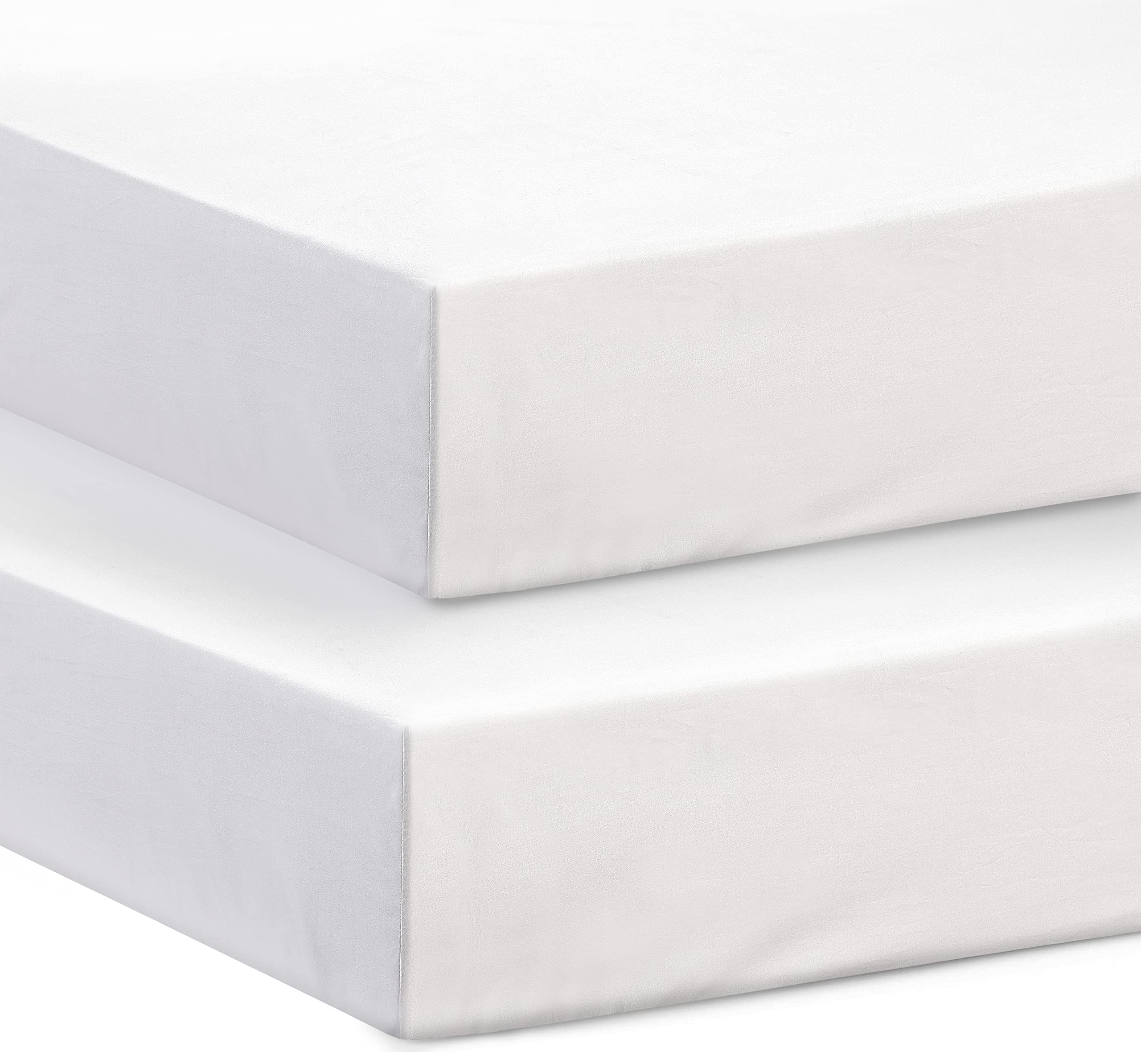Next to Me Crib Fitted Sheets (Pack of 2) | 100% Pure Cotton - High Thread Count Fabric | Soft & Durable Crib Mattress Fitted Sheets (White, 83-85 x 50-51 cm) — image 1