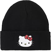 Hello Kitty Embroidered Character On Black Cuff Beanie