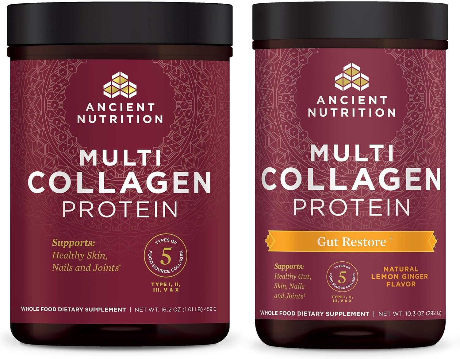 Ancient Nutrition - Multi Collagen Protein + Multi Collagen Protein Gut Restore Bundle