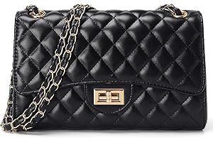 DIUY Quilted Leather Crossbody Bags for Women Trendy Ladies Shoulder Purse Satchel HandBag with Chain Strap