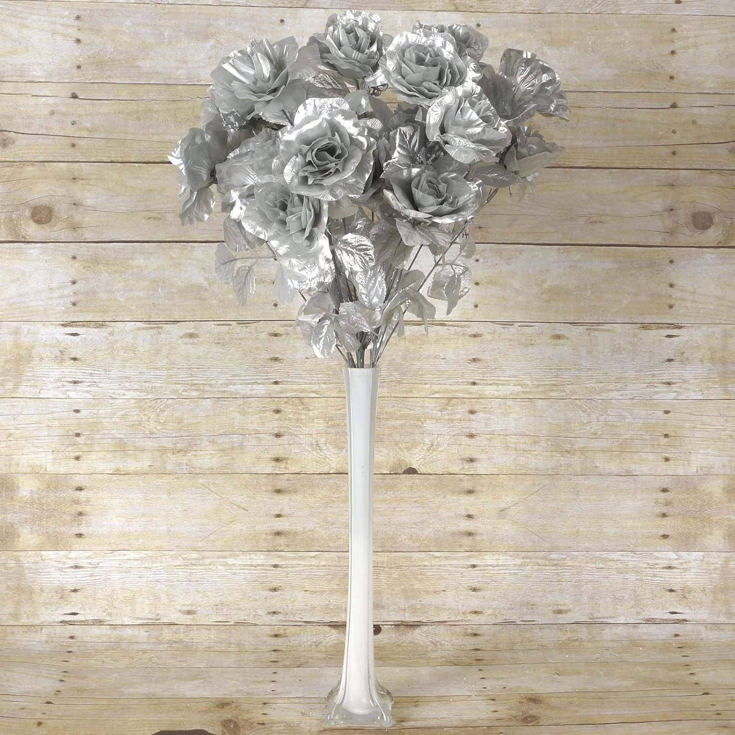 Amazon Com Efavormart 96 Giant Open Rose Bush Artificial Flowers For Diy Wedding Bouquets Centerpieces Arrangements Wholesale Silver Home Kitchen