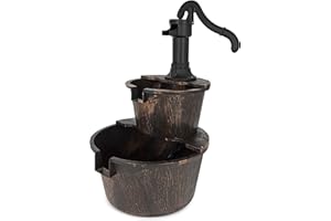 7Penn Patio Water Fountains Outdoor Waterfall Unit - Electric Pump 2 Tier Garden Fountain Outdoor Water Feature