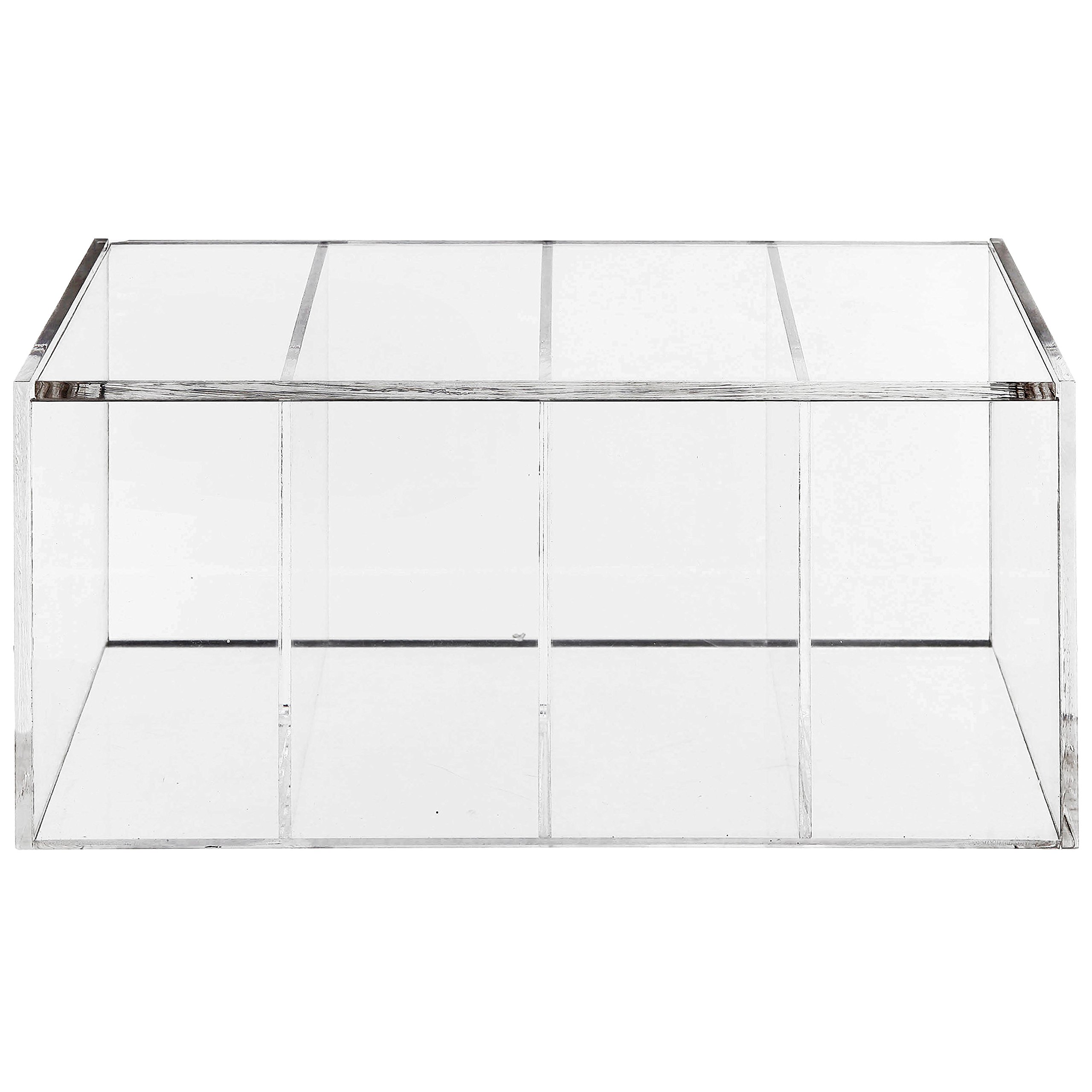 Deluxe Clear Acrylic 4 Compartment Hinge Lid Capsule Holder/Tea Bag
