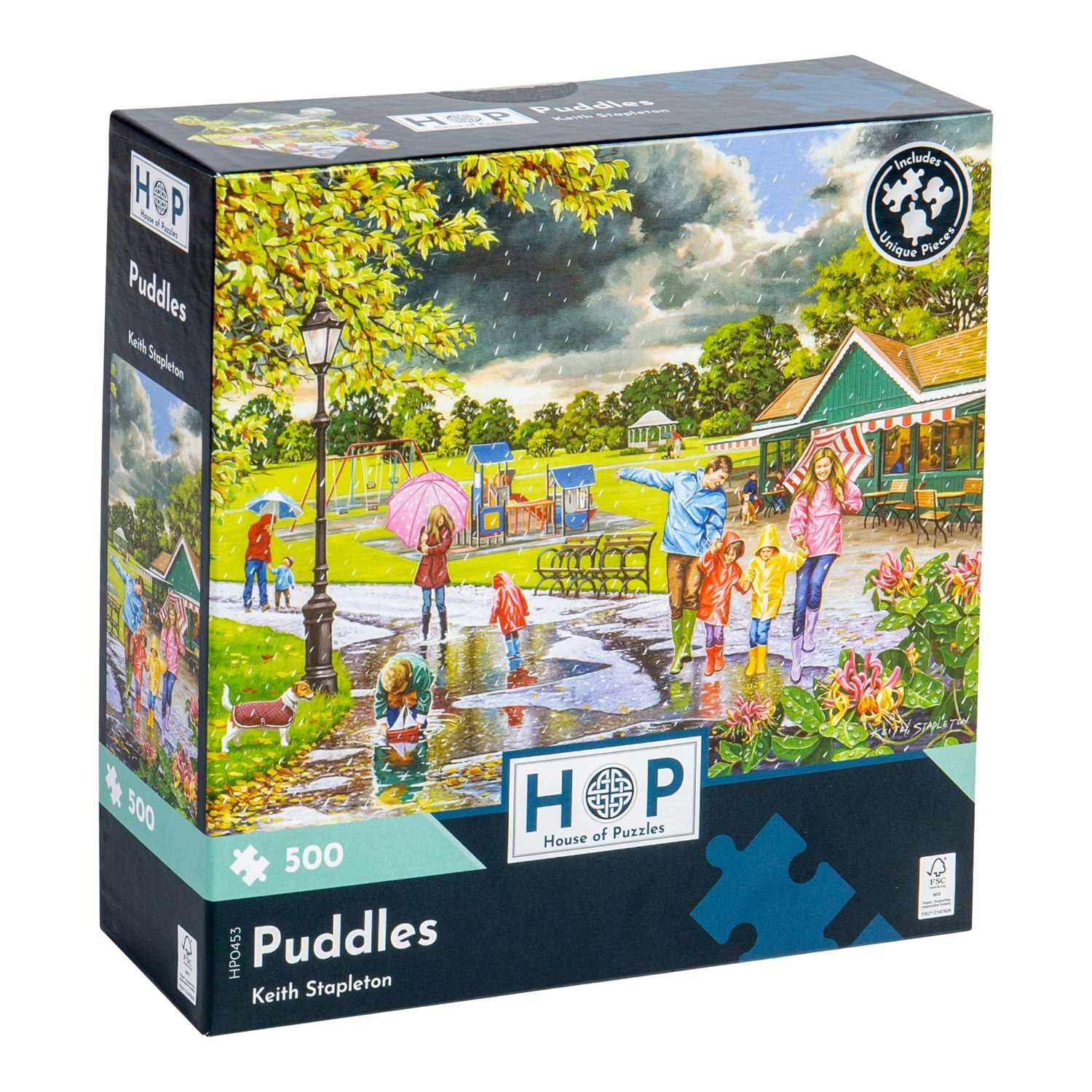 The House of Puzzles - Puddles Jigsaw - 500 Piece Jigsaws For Adults, Artist Illustrated, Scenic Landscape, Deluxe Puzzle Gifts