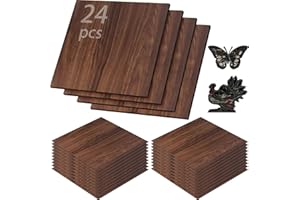 VEMKYRIO 24 Pcs Walnut Unfinished Wood Craft, 3MM 1/8" x 12" x 12" Walnut Unfinished Plywood for Laser Cutting & Engraving, CNC Cutting, School DIY Projects