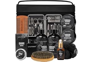 LILY ROY Father's Day Gift for Men - Luxury 30-Piece Bath & Beard Gift Set for Men, Bath & Body Care Kit for Him with Beard Wax | Christmas, Valentine's Day, Birthday, Spa Kit Travel Bag Gift for Dad