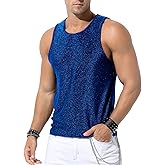 Casey Kevin Men's Glitter Tank Top Rave Gold Hipster Sequin Sleeveless Shirt Sparkly Disco Vest