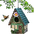 WUWEOT Garden Bird House, Clearance Hanging Wooden Bird Nest, Colorful Decorative Cute Resin Birdhouses for Outside Indoors Garden Backyard Decor, Gift for Bird Lovers