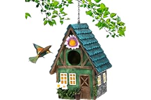 WUWEOT Garden Bird House for Outdoors, Clearance Hanging Bird Nest, Colorful Decorative Cute Resin Birdhouses for Outside Indoors Garden Backyard Decor, Gift for Bird Lovers