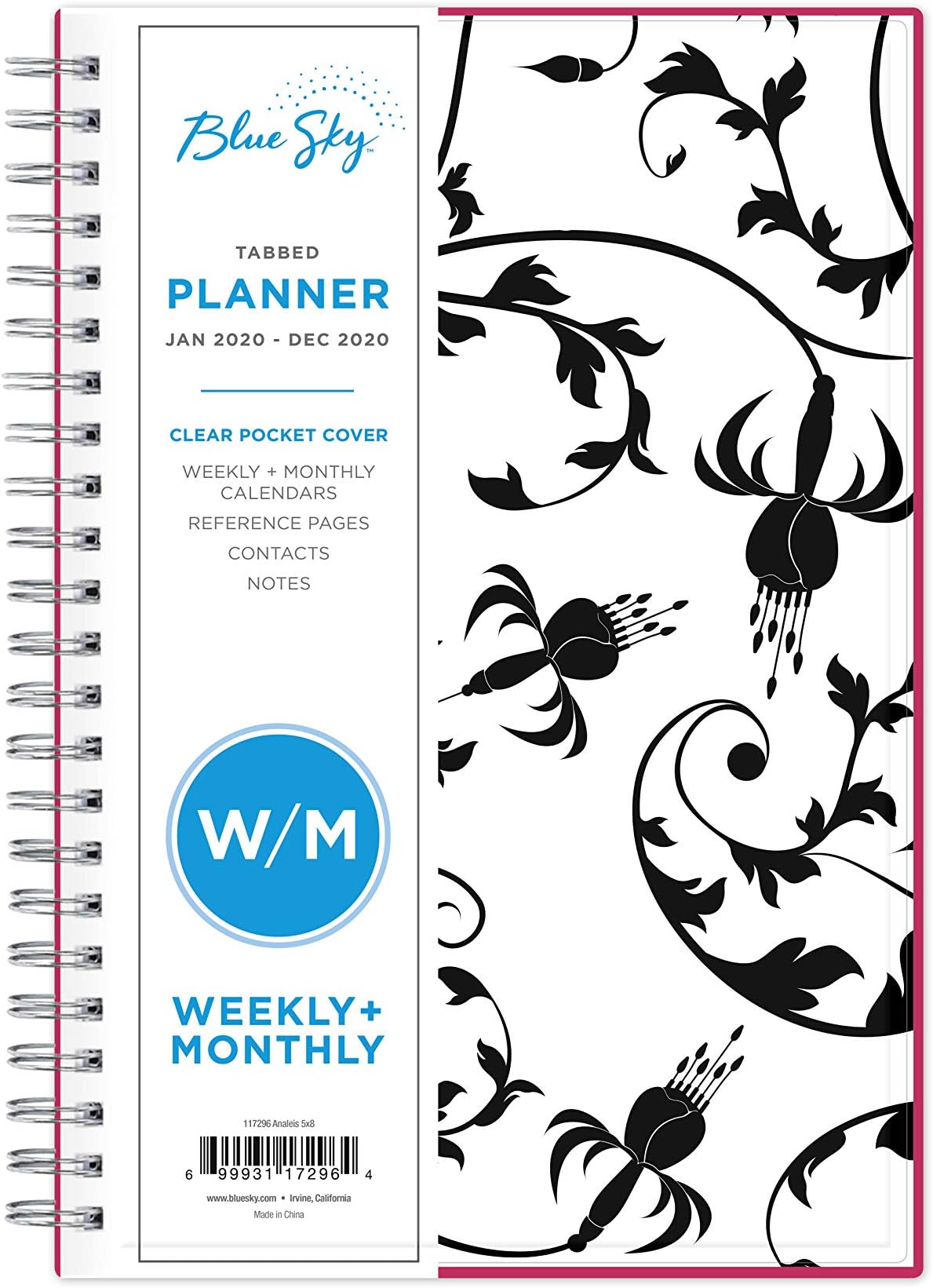 Blue Sky 2020 Weekly & Monthly Planner, Flexible Cover, Twin-Wire Binding, 5" x 8", Analeis